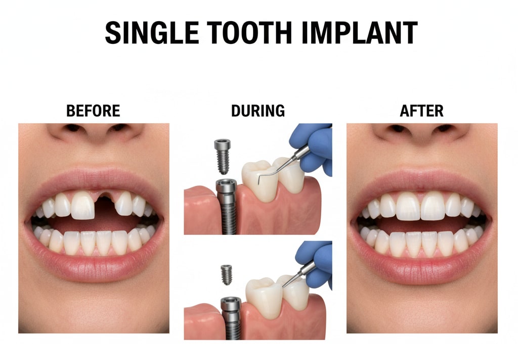 Before After Single Tooth Implant in Avondale